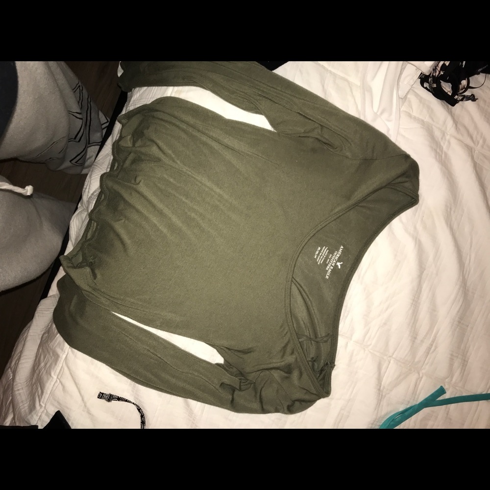 Cropped American eagle army green long sleeve